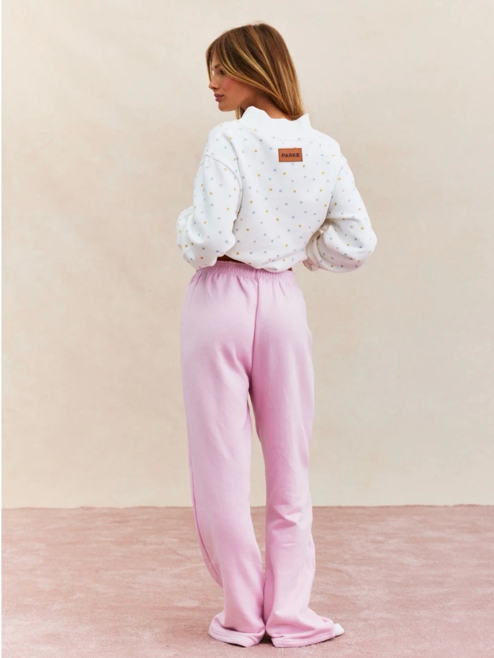 PARKE Birthday Boxer Sweatpants Lounge Pants in Light Pink Sprinkle - Picture 2 of 3